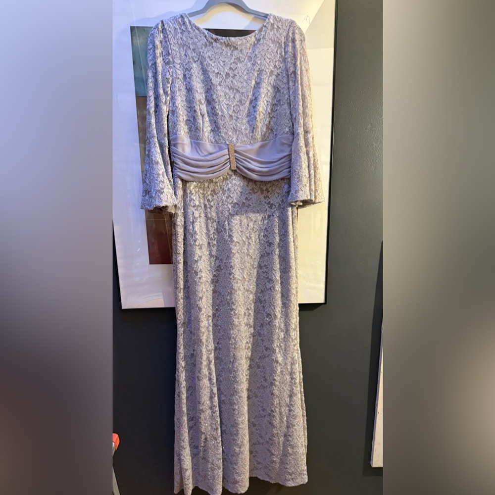 Onyx Nite Gray Ruched Sheath Dress with Bell Sleeves